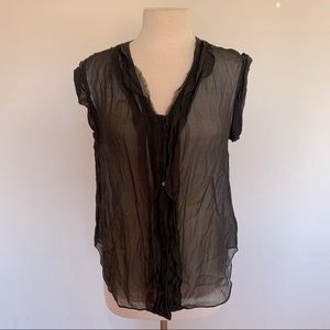 See-Through Short Sleeve Button Up